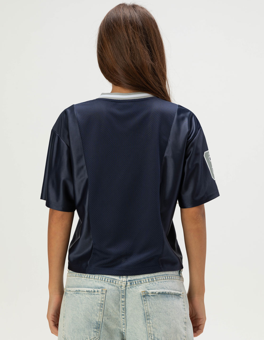 DALLAS COWBOYS Fight Song Womens Crop Mesh Jersey - NAVY