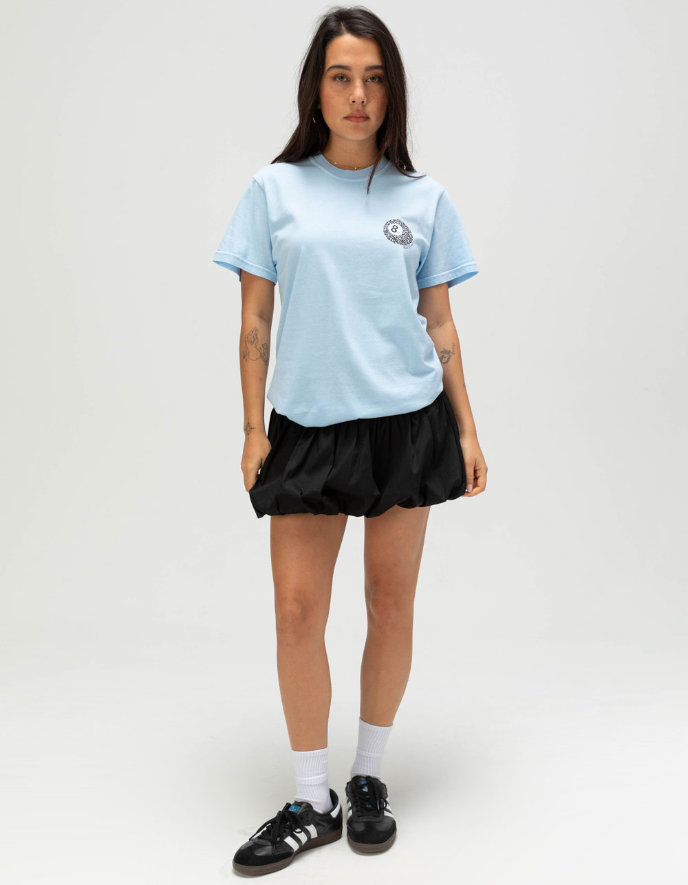 RIOT SOCIETY Leopard 8 Ball Feeling Lucky Womens Boyfriend Tee - LIGHT BLUE