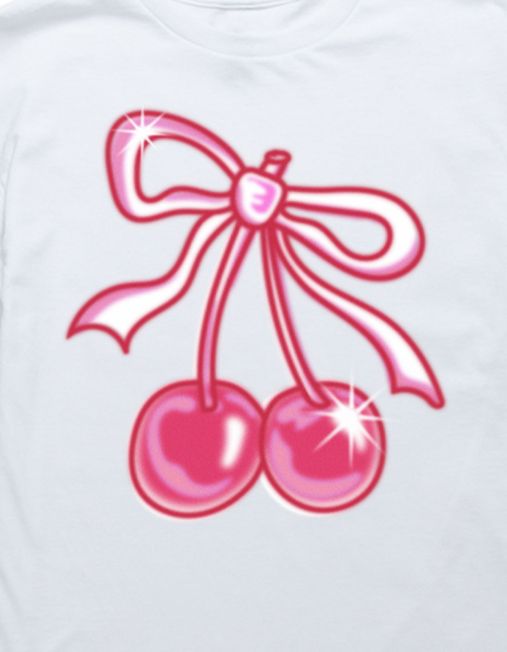 CHERRIES Bow Airbrush Unisex Kids Tee - WHITE