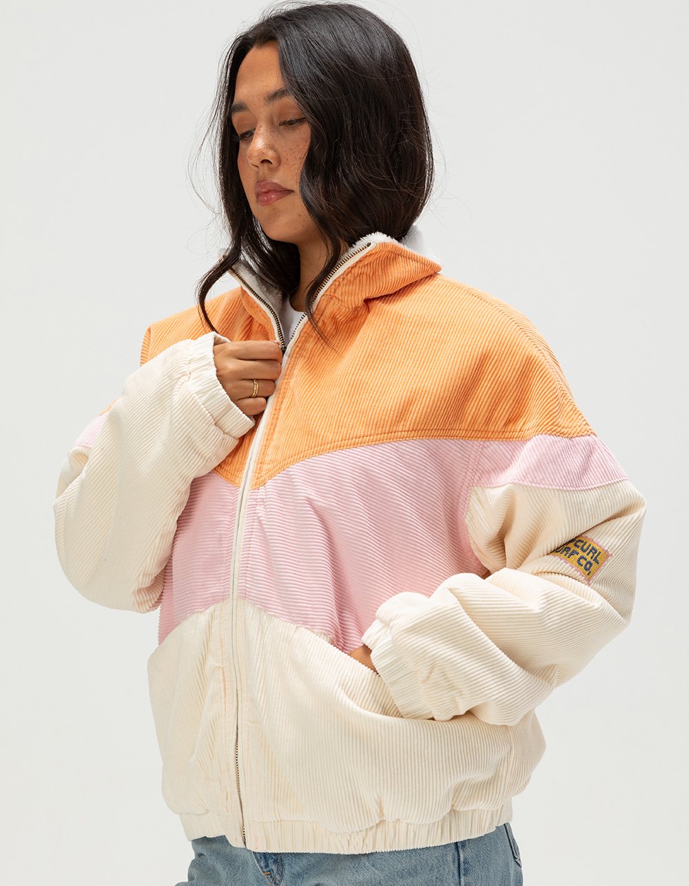 RIP CURL Sunset Womens Corduroy Jacket - WHITE COMBO