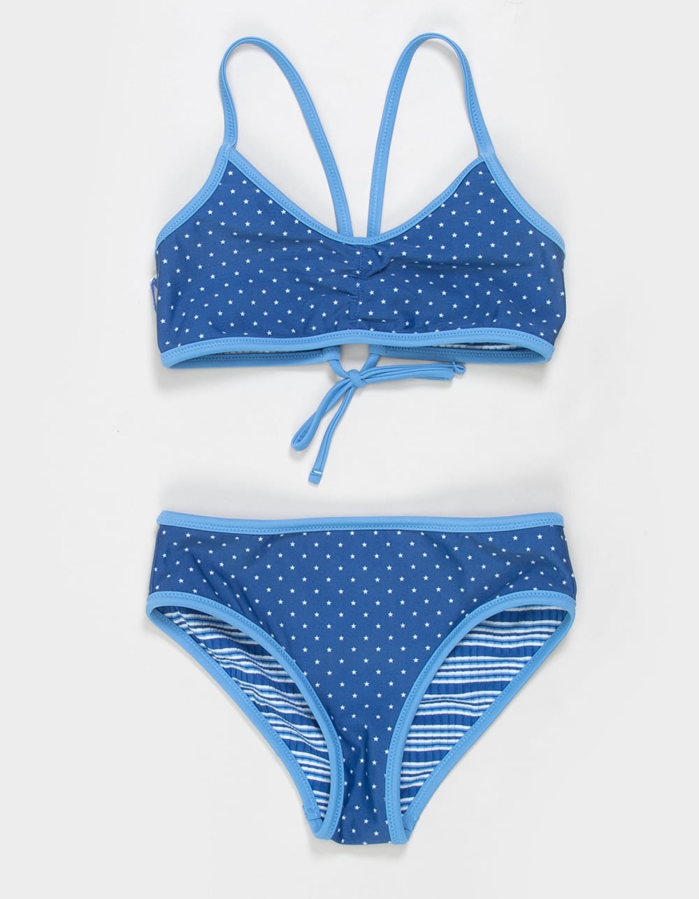 FULL TILT Girls Reversible Bralette Bikini Set - BLUE COMBO
