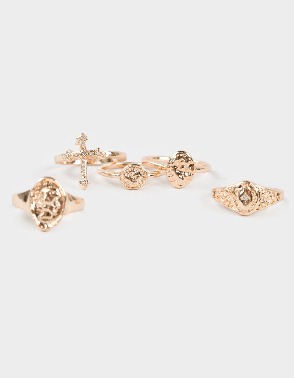 FULL TILT 5 Pack Cross Coin Ring Set - GOLD