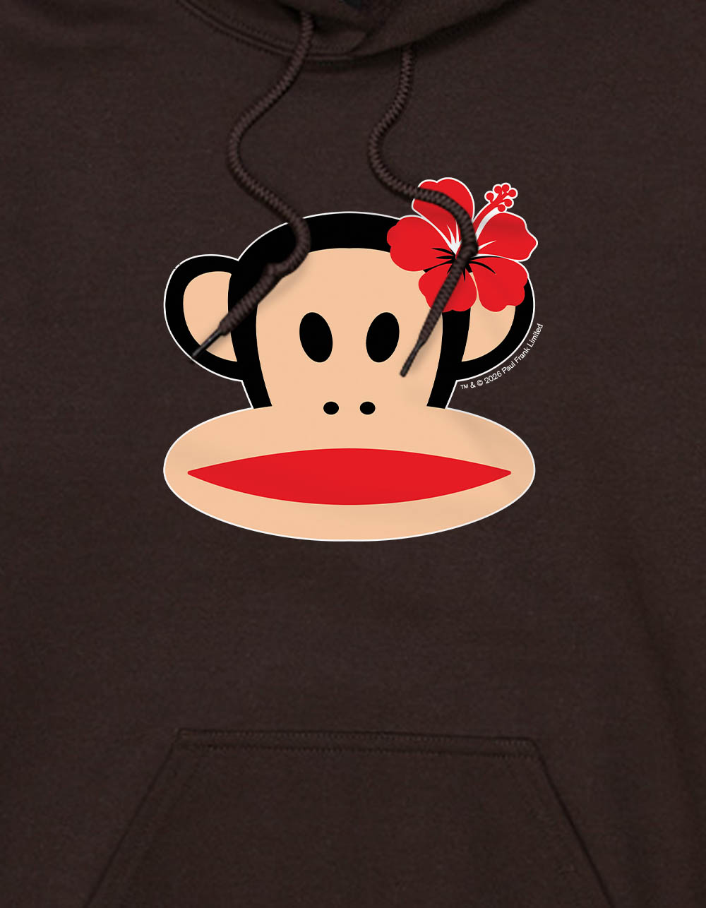 PAUL FRANK Hibiscus Unisex Hoodie - CHOCOLATE