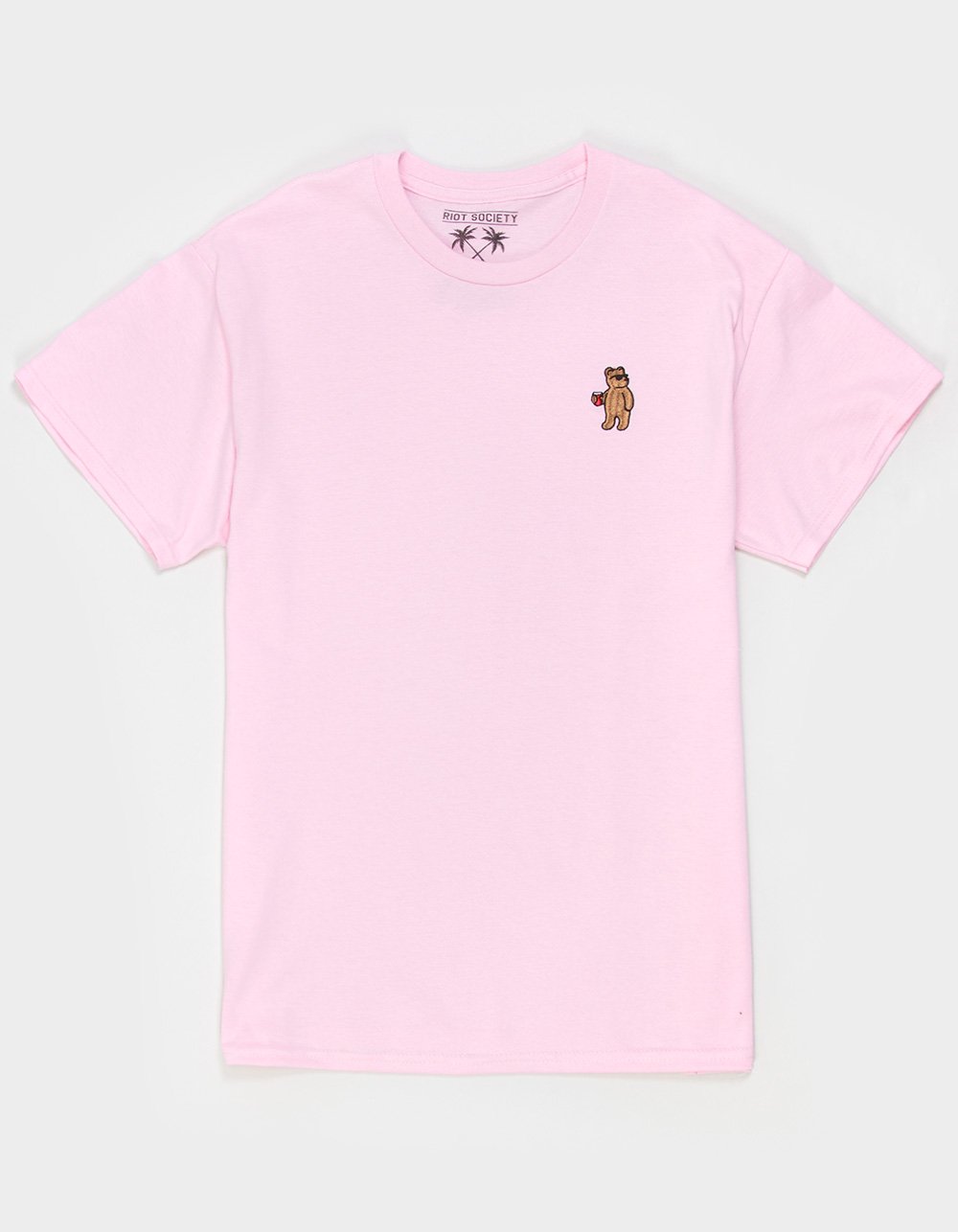 RIOT SOCIETY Bear Embroidered Mens Tee - PINK