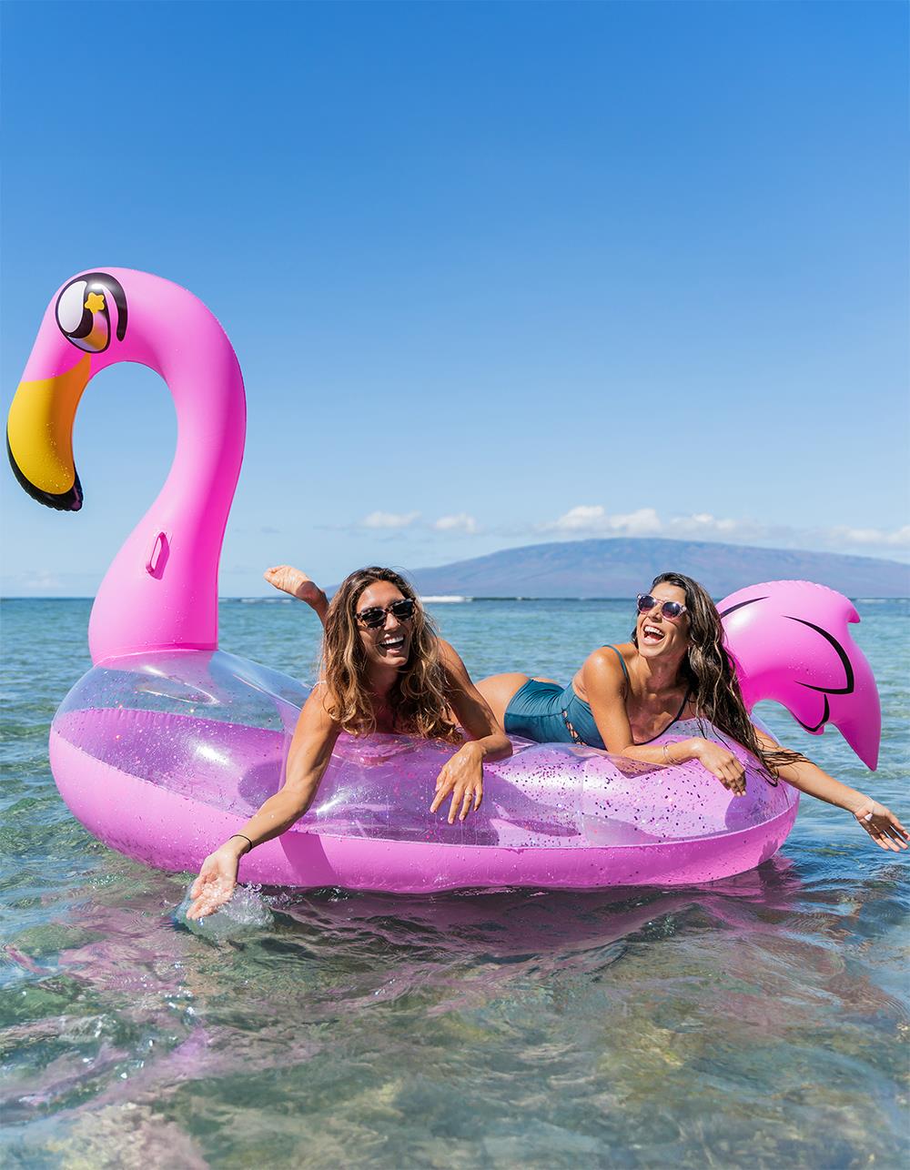 POOLCANDY Glitter Flamingo Gigantic Beach & Pool Raft - PINK