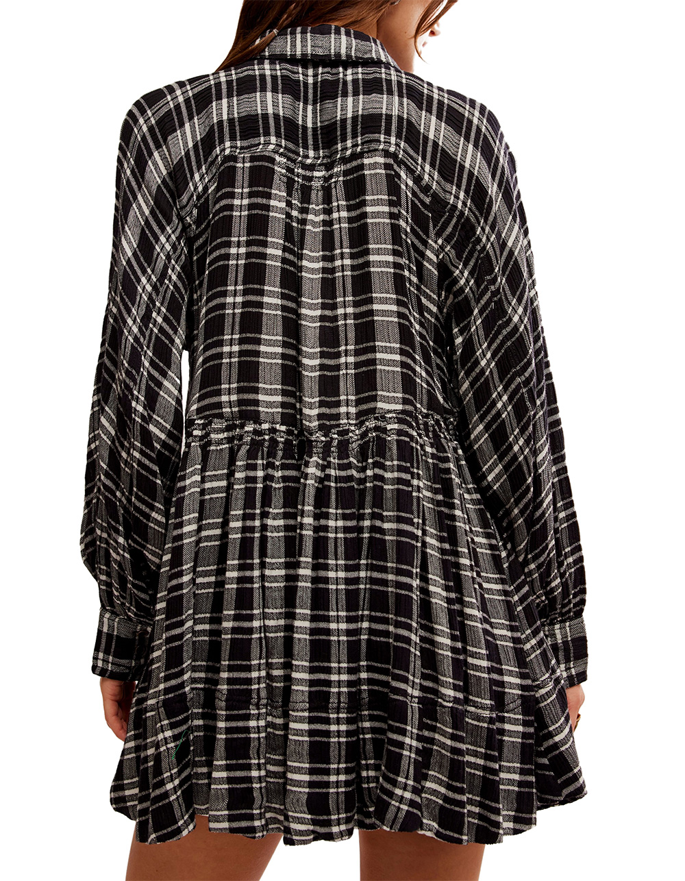 FREE PEOPLE Hoffman Long Sleeve Mini Dress - BLACK COMBO