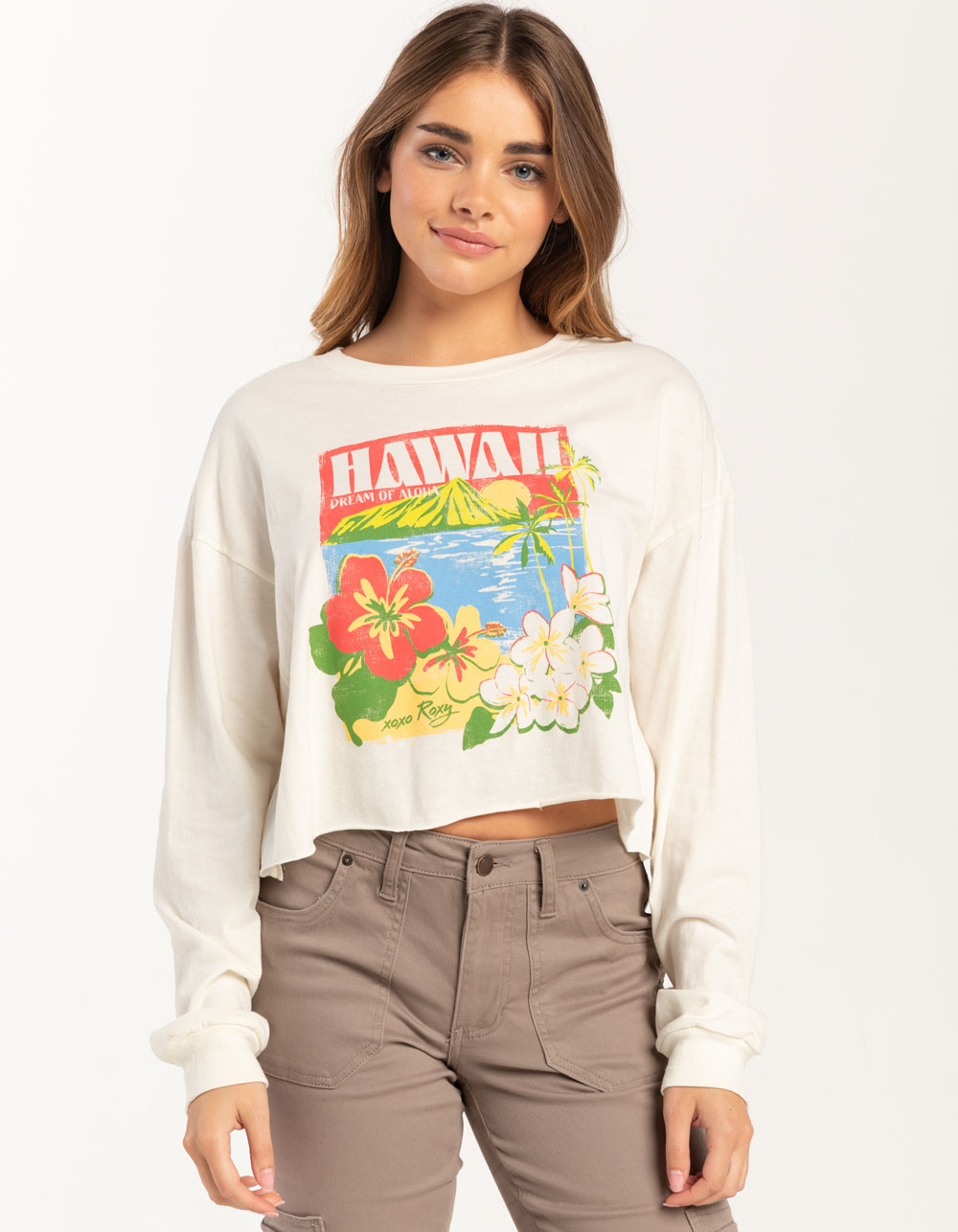ROXY Hawaiian Vacay Womens Long Sleeve Tee WHITE Tillys
