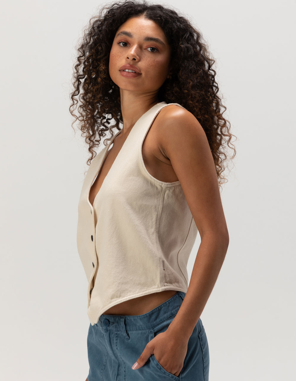 BRIXTON Ryder Womens Vest - ANTIQUE WHITE