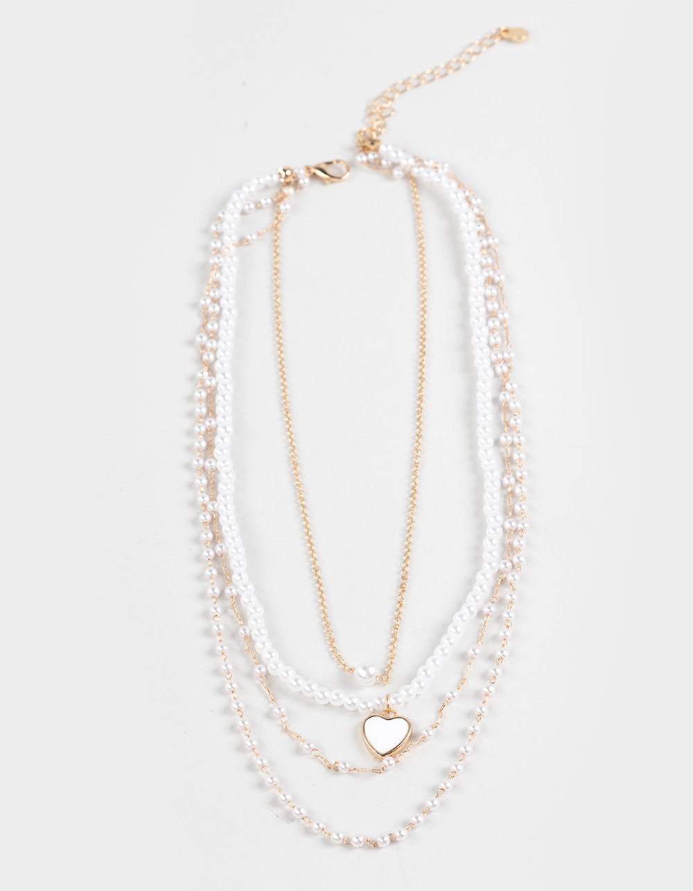 FULL TILT Layered Pearl/Heart Necklace - GOLD