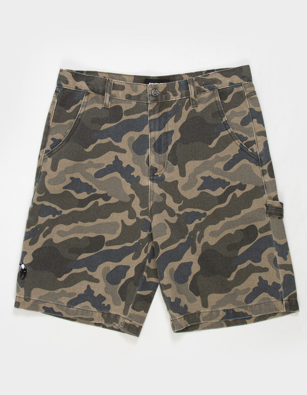 RSQ Mens Loose Embroidered Twill Utility Shorts - CAMO BLACK