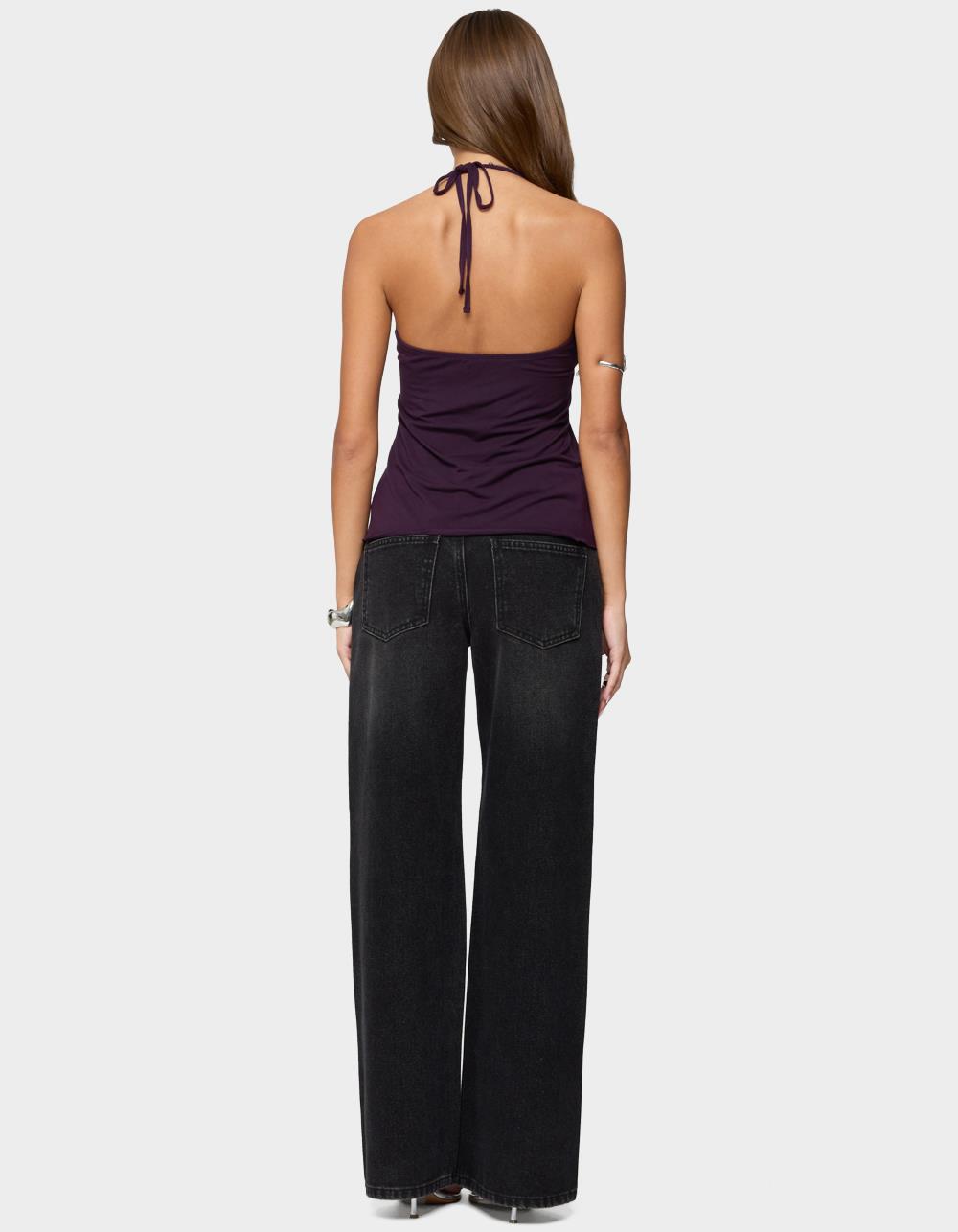 EDIKTED Lorenna Split Front Halter Top - PURPLE