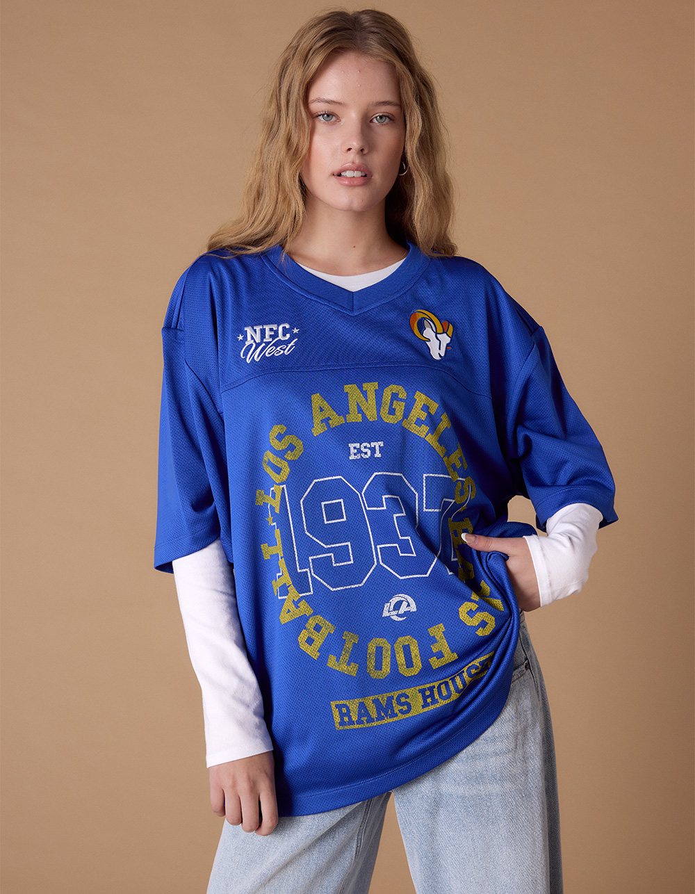 THE WILD COLLECTIVE Los Angeles Rams Womens Jersey - BLUE