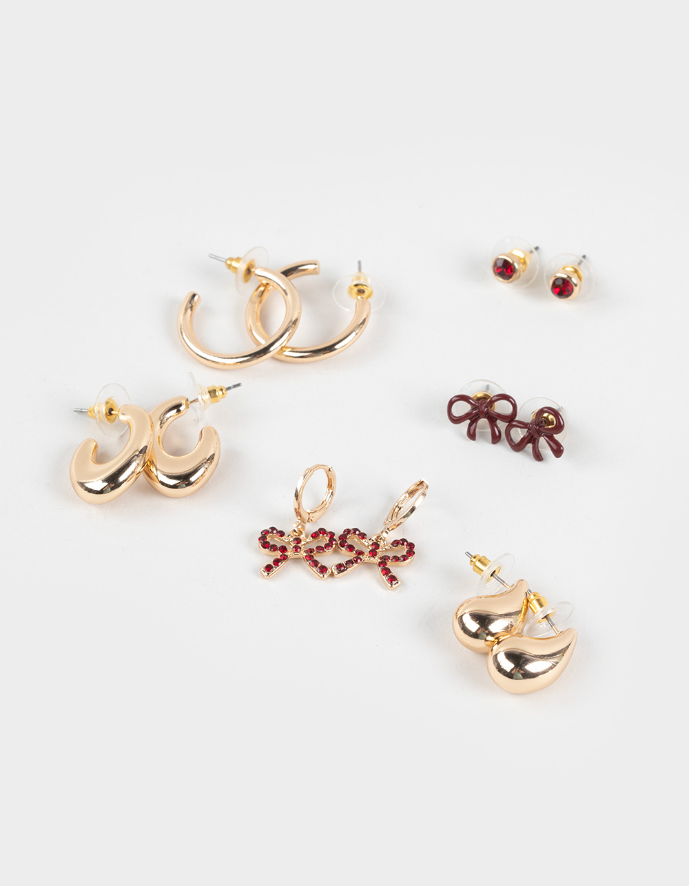 FULL TILT 6 Pack Bow/Hoop Earrings - GOLD