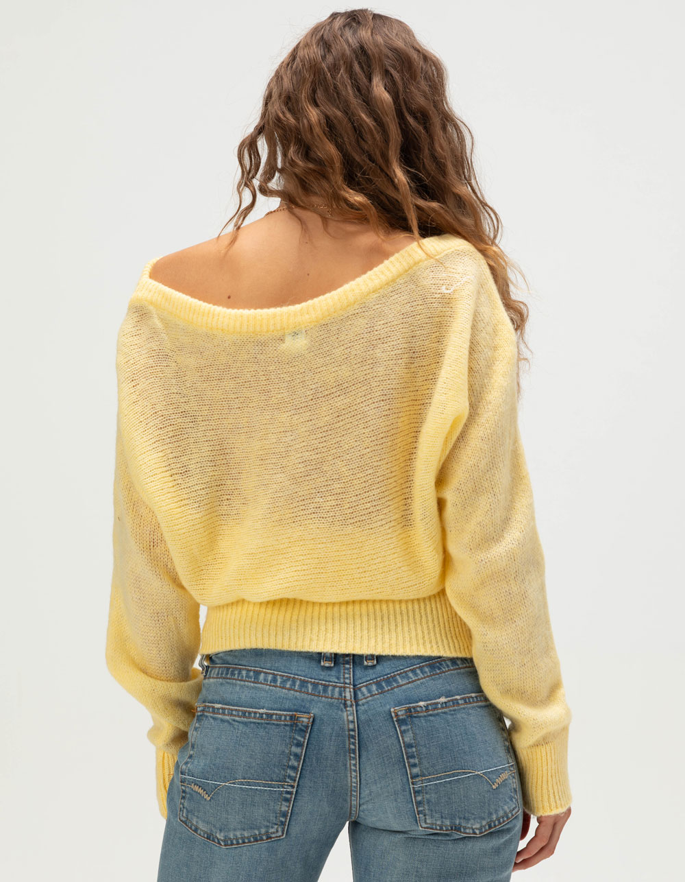 BDG Urban Outfitters Womens Off The Shoulder Sweater - YELLOW
