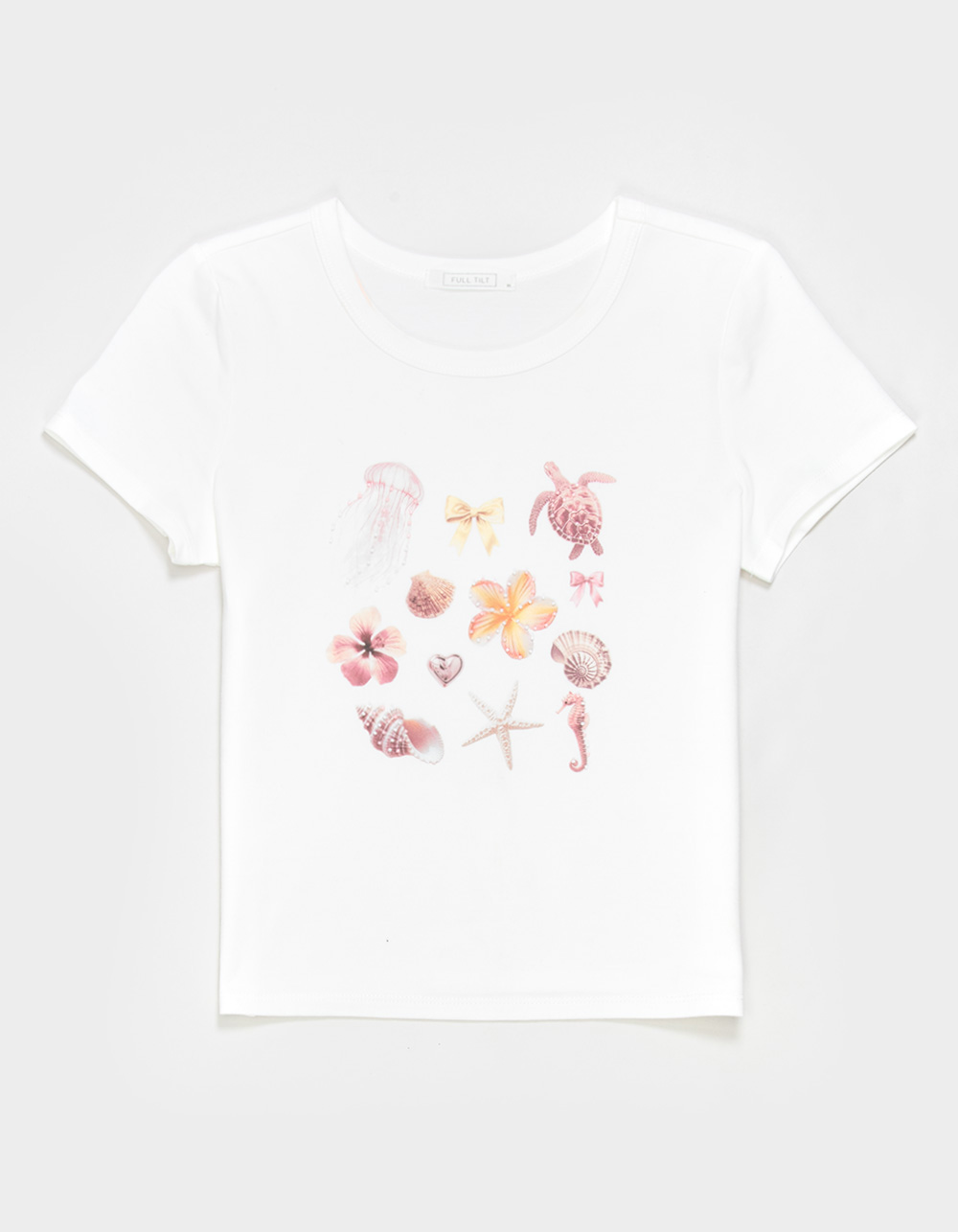 FULL TILT Beach Icon Girls Baby Tee - WHITE