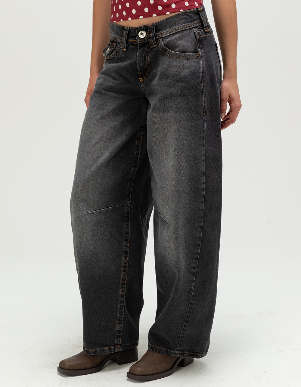 BDG Urban Outfitters Kayla Cocoon Womens Low Rise Baggy Jeans - WASHED BLACK