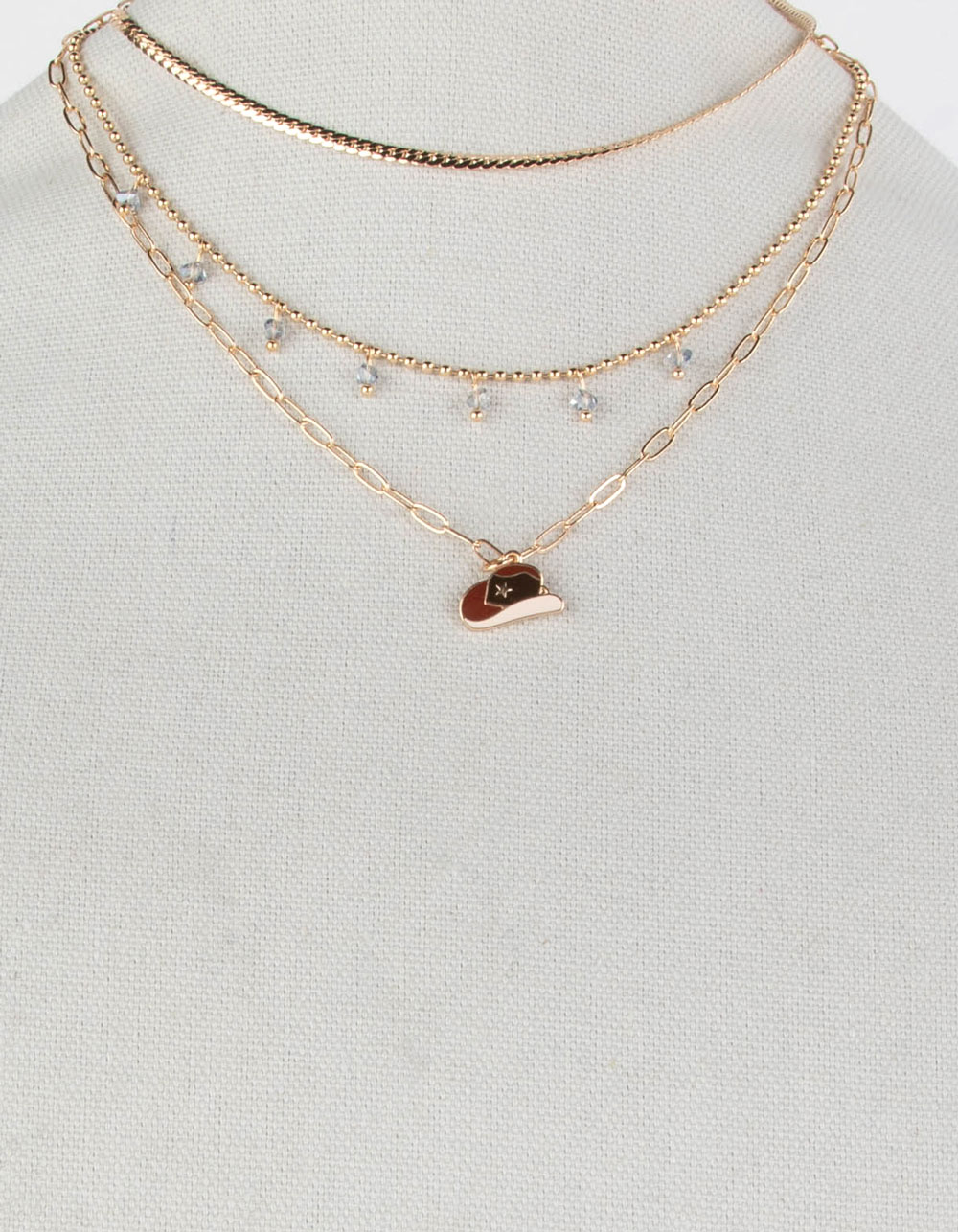 FULL TILT Layered Cowboy Hat Necklace GOLD Tillys