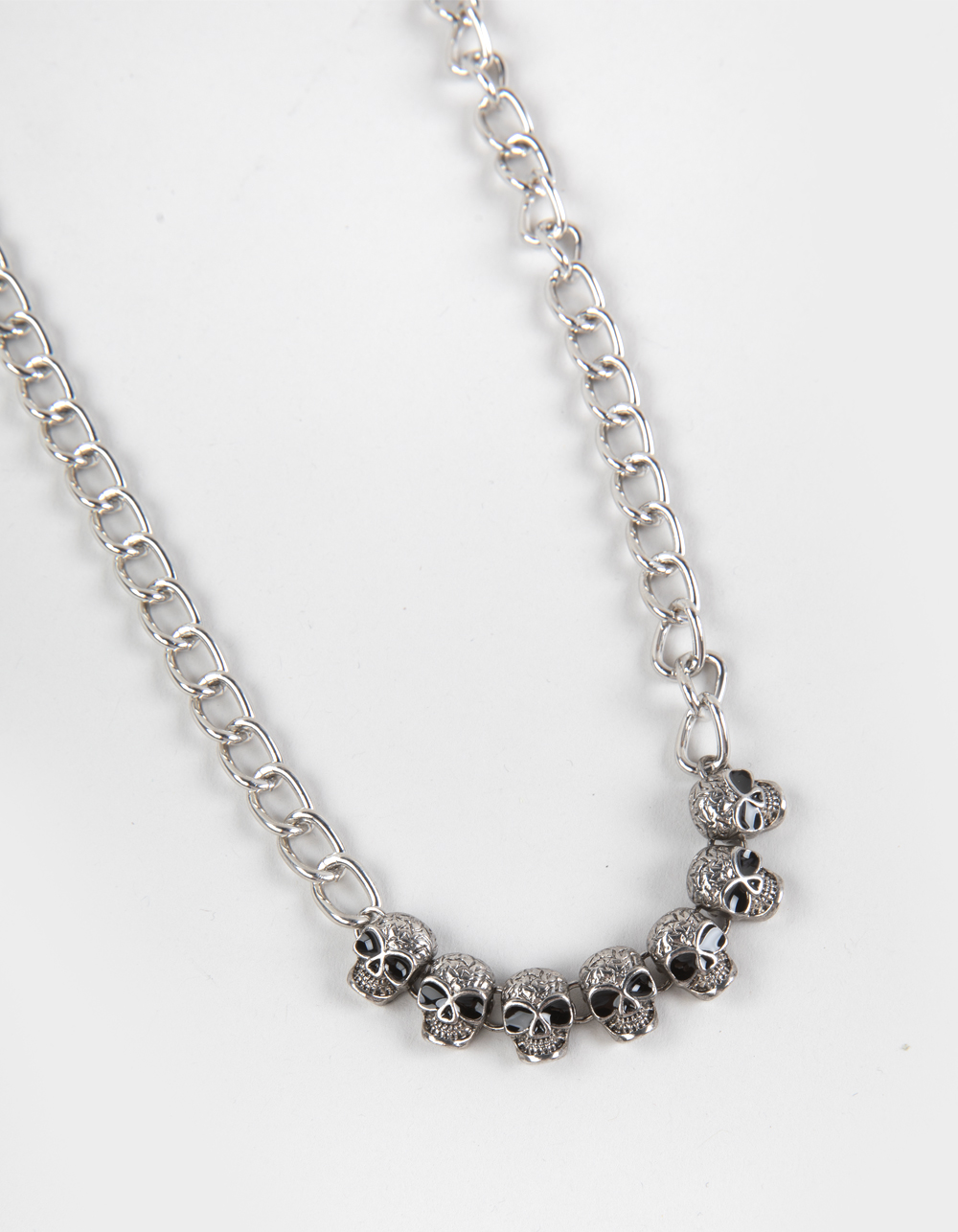 RSQ Skull Charm Curb Chain Necklace - SILVER