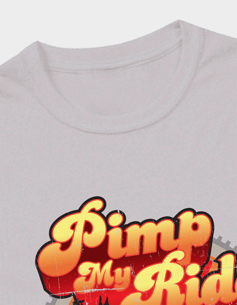 PIMP MY RIDE Classic Car Flames And Logo Mens Tee - SILVER