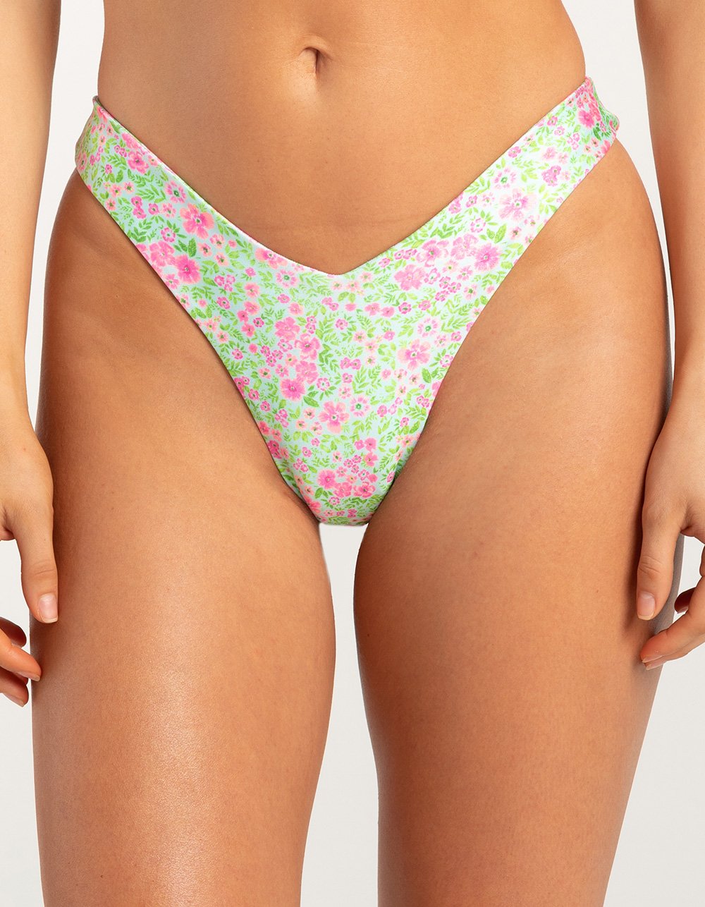 KULANI KINIS Forbidden Love V Cheeky Bikini Bottoms - GREEN COMBO