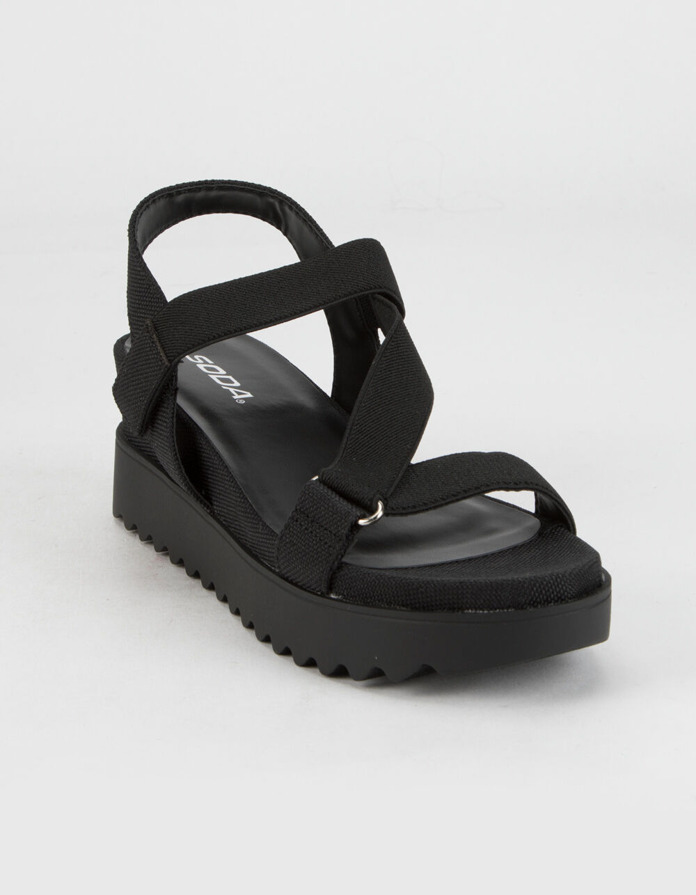 soda black wedge sandals