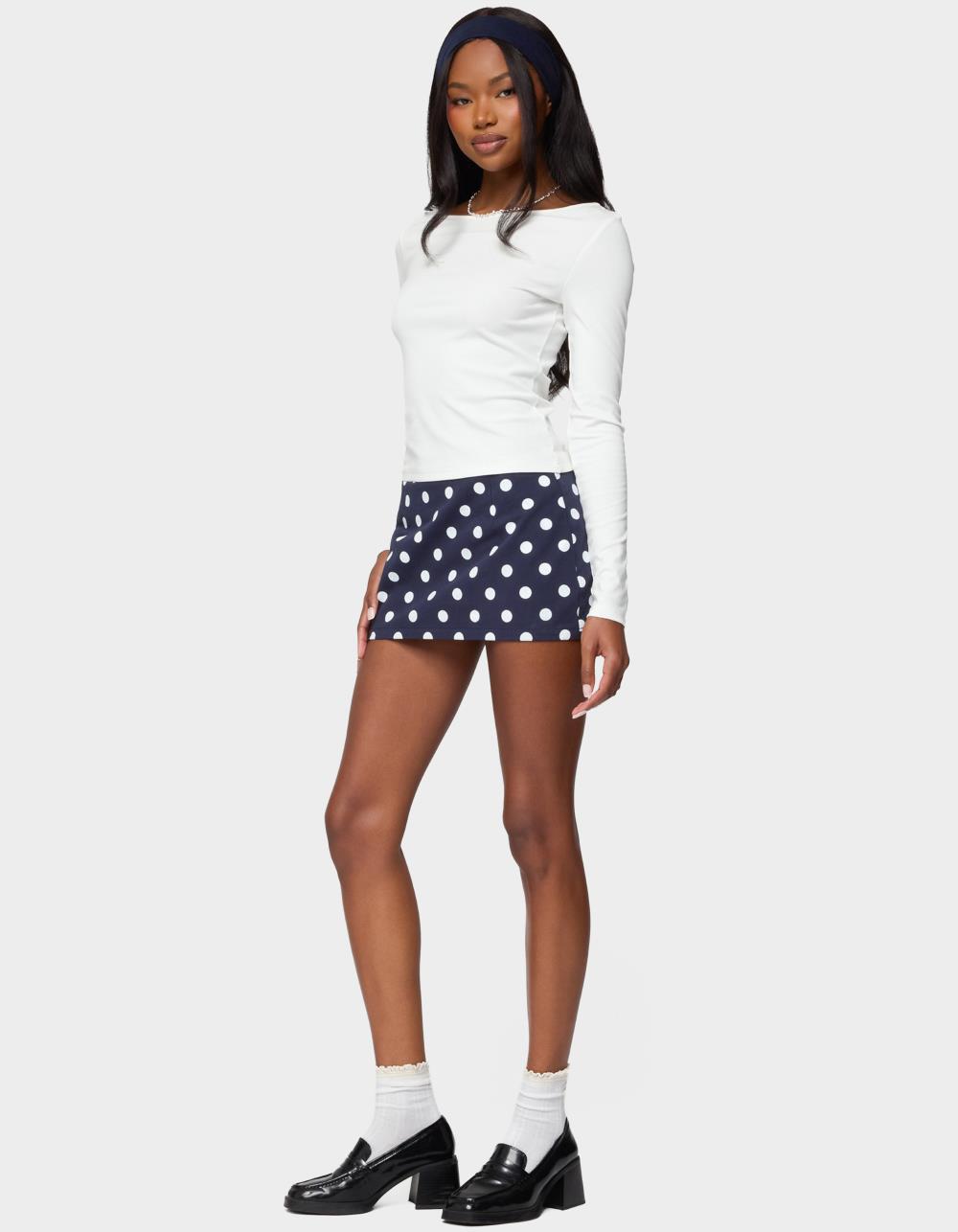 EDIKTED Noreen Polka Dot Mini Skort - NAVY