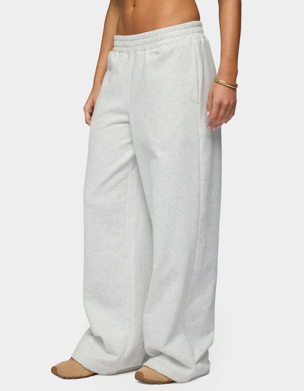 EDIKTED Jacie Wide Leg Sweatpants - GRAY