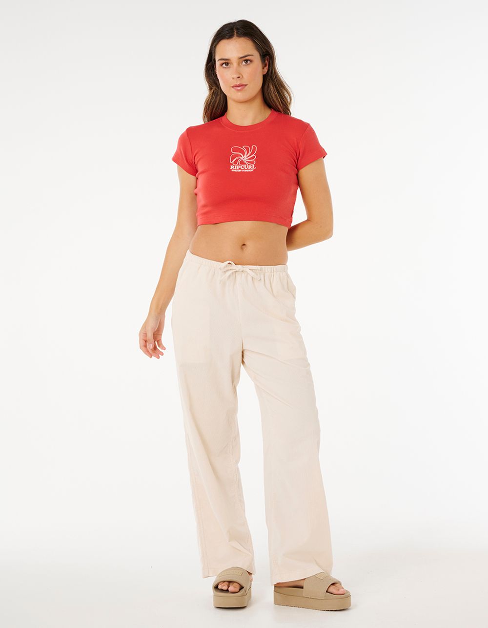 RIP CURL Pacific Coast Womens Baby Tee - RED