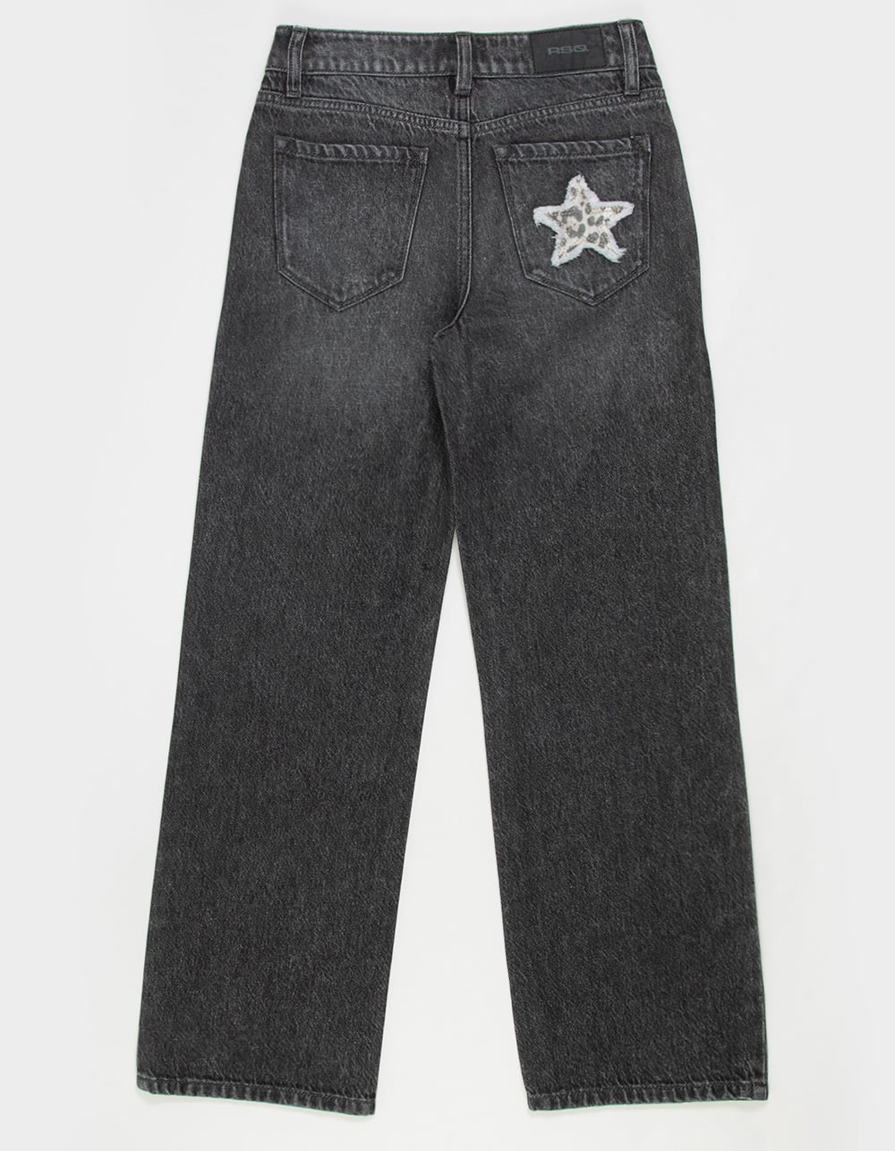 RSQ Girls High Rise Leopard Star Wide Leg Jeans - DARK GRAY