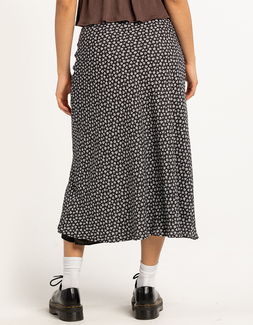 RSQ Womens Low Rise Ditsy Midi Skirt - BLK/WHT | Tillys