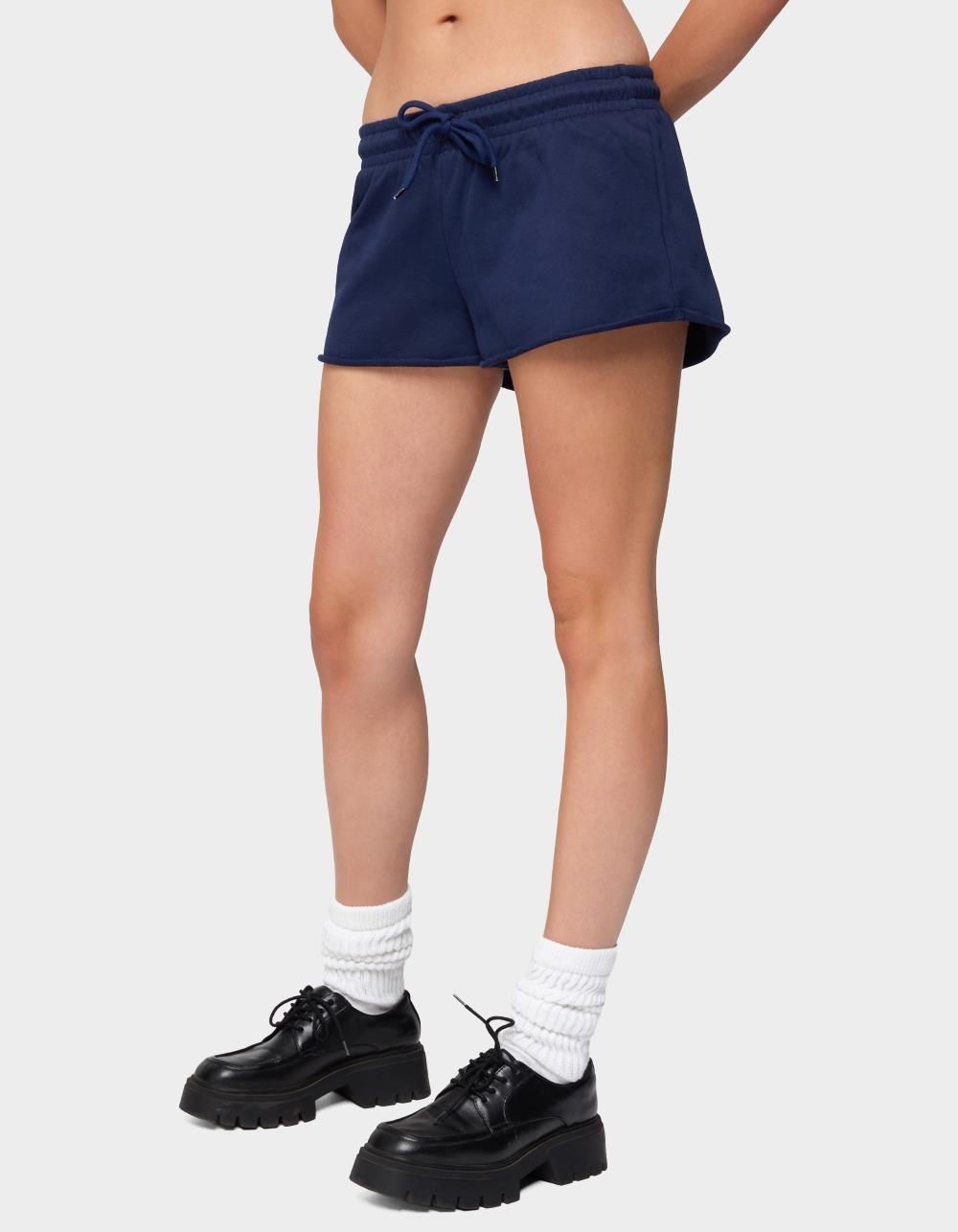 EDIKTED Pacific Coast French Terry Sweat Shorts - NAVY