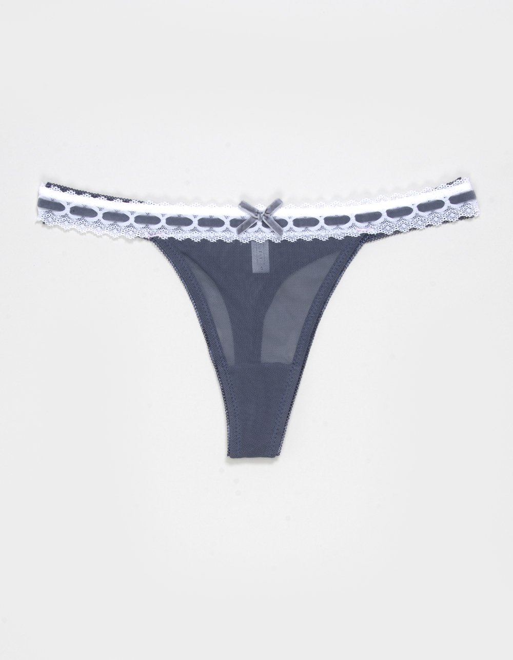 FULL TILT Ribbon Lace Trim Thong - DUSK