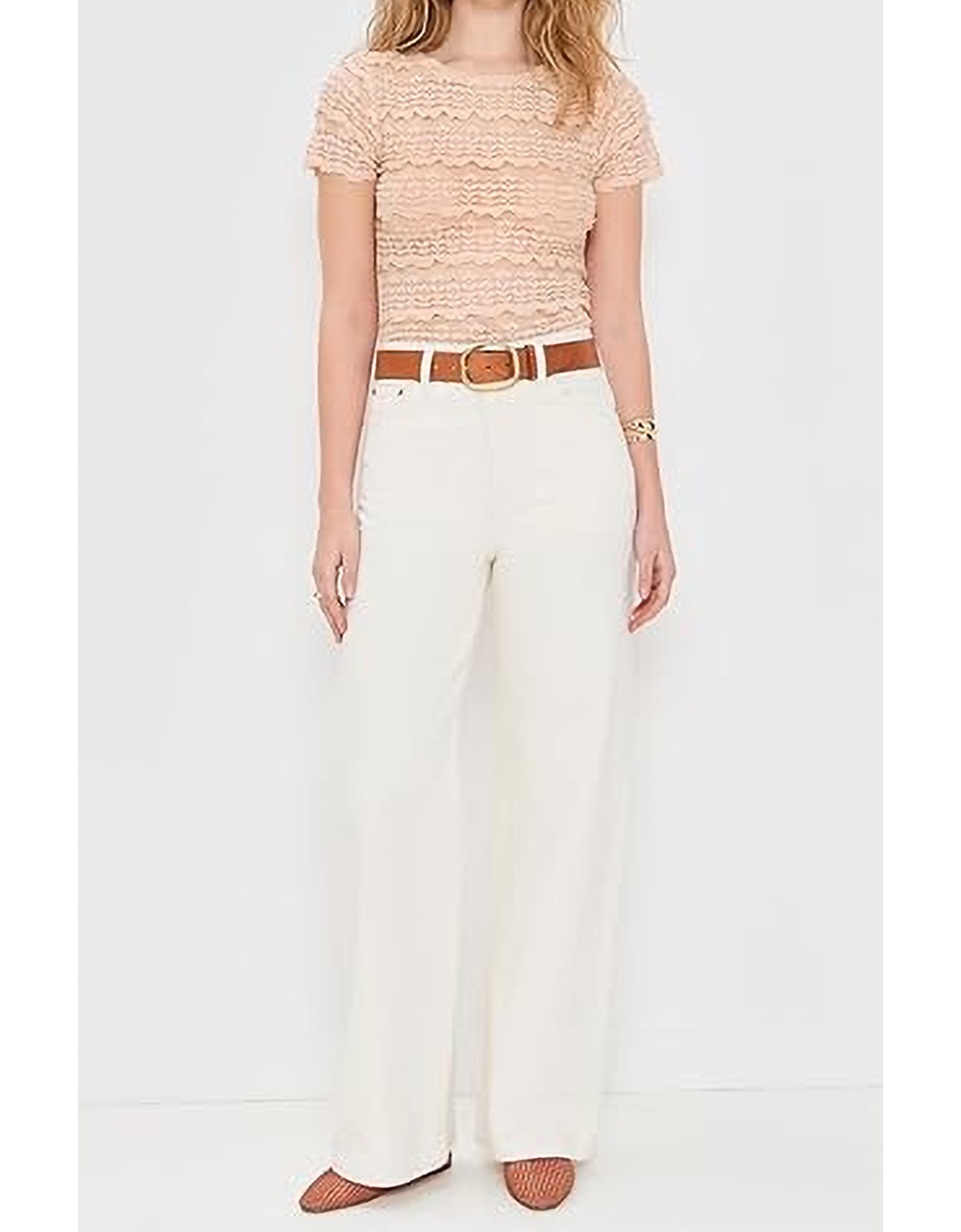 FREE PEOPLE Angelina Womens Lace Tee - CREAM