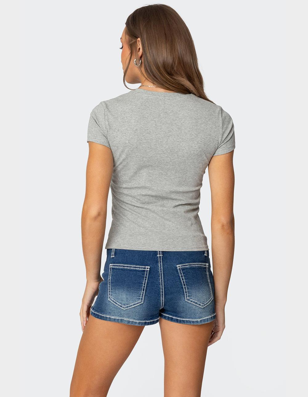 EDIKTED Narla Leopard Star Tee - GRAY