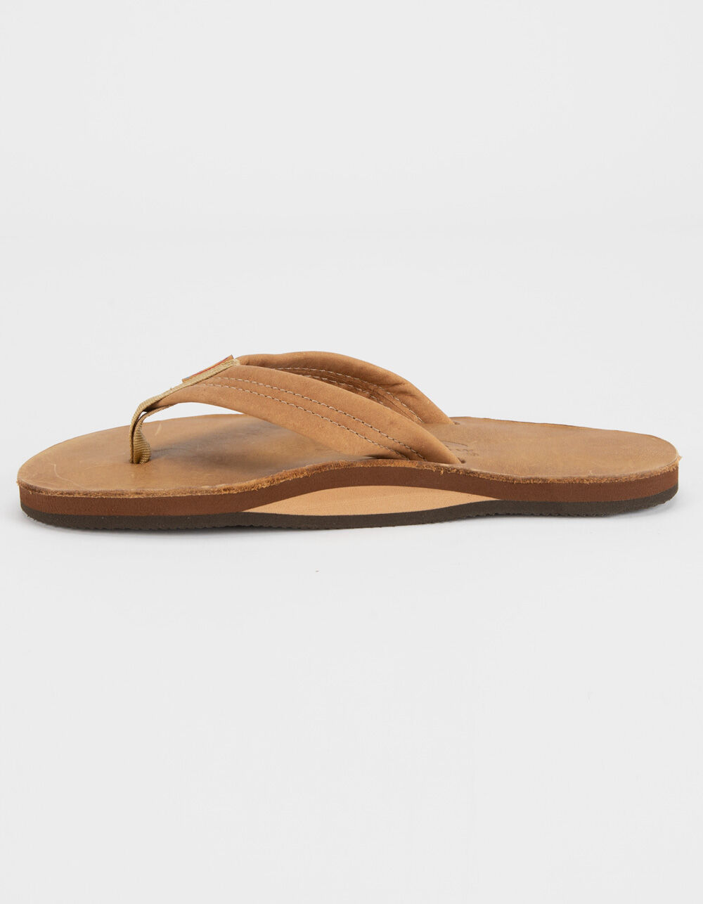 RAINBOW Luxury Leather Single Layer Arch Support Mens Flip Flops - TAN