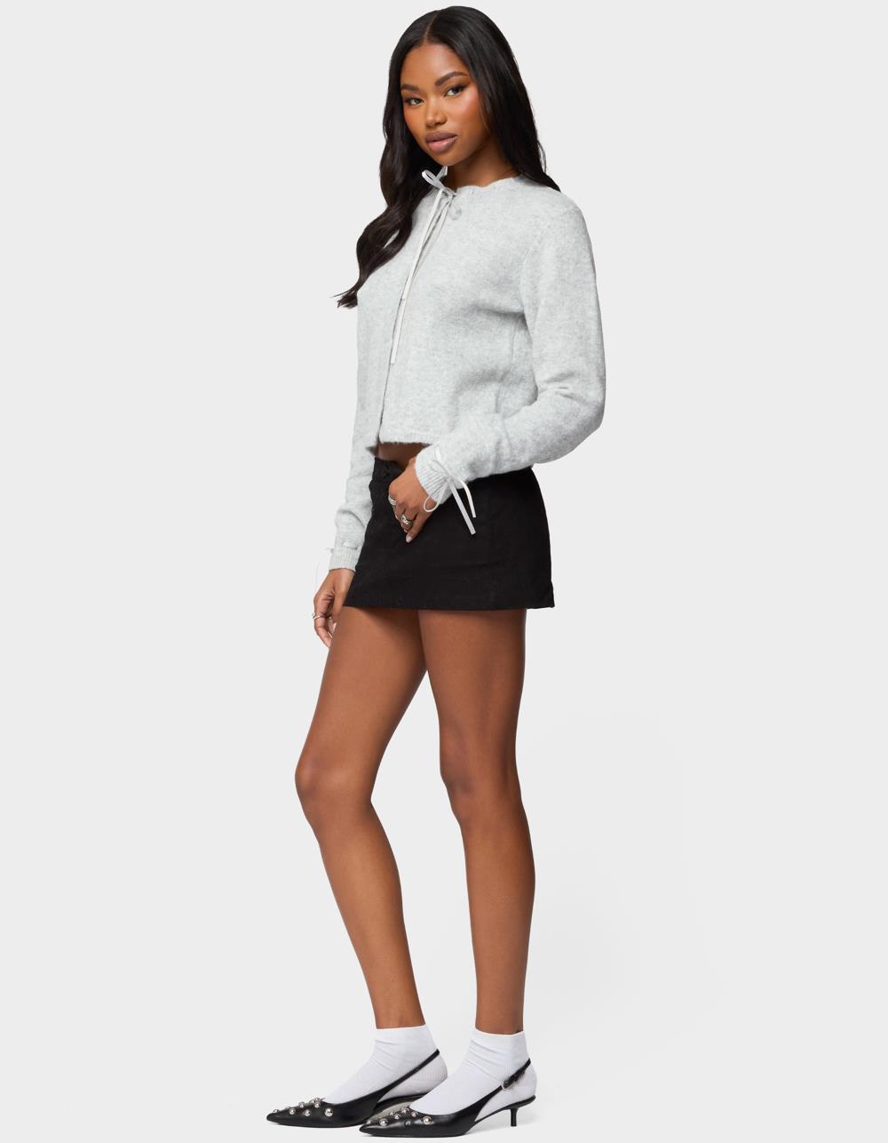 EDIKTED Vickie Ribbon Knit Cardigan - GRAY