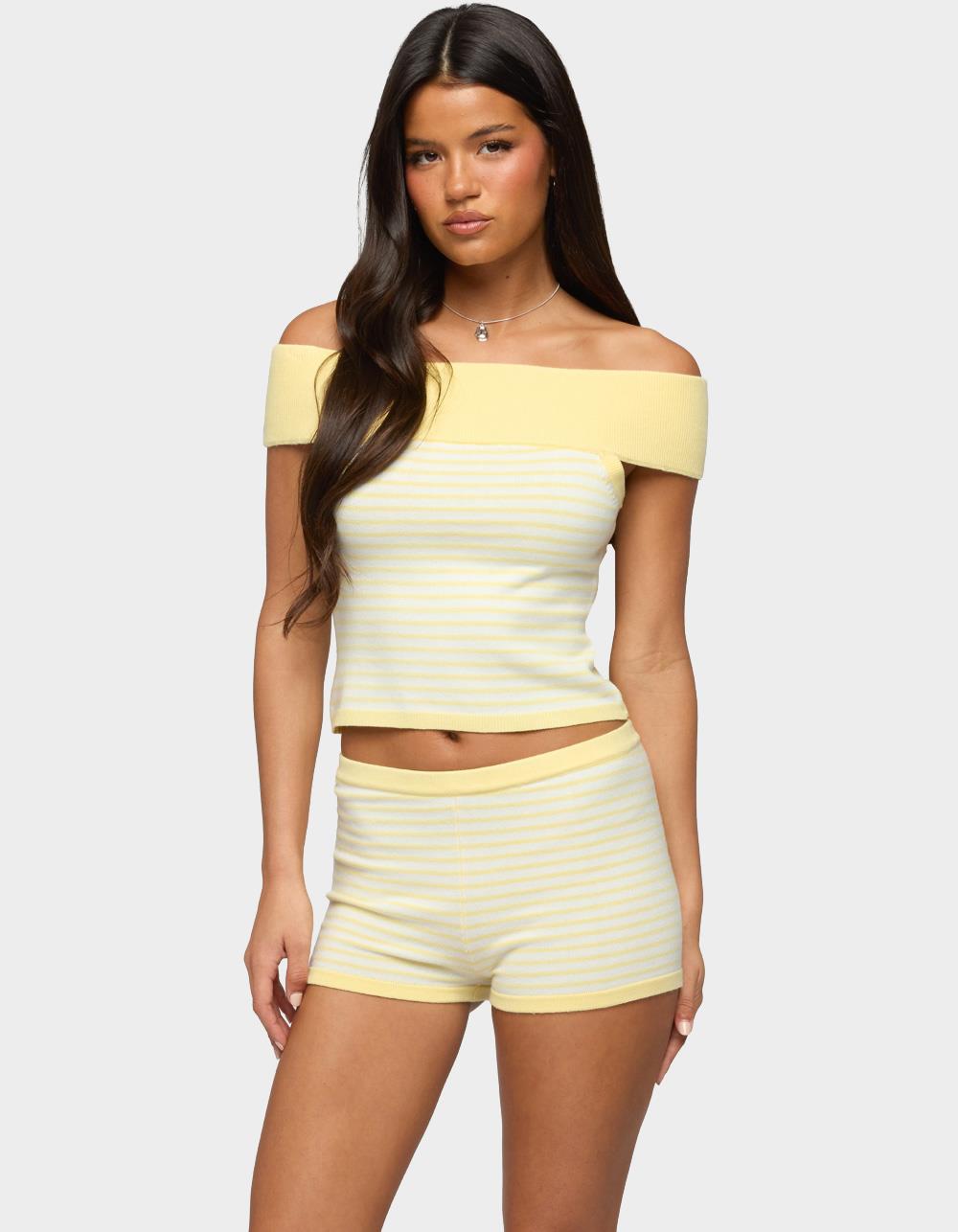 EDIKTED Camil Striped Knit Top - YELLOW