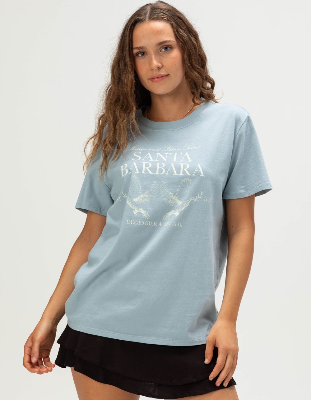 NECTAR CLOTHING Santa Barbara Womens Boyfriend Tee - LIGHT BLUE