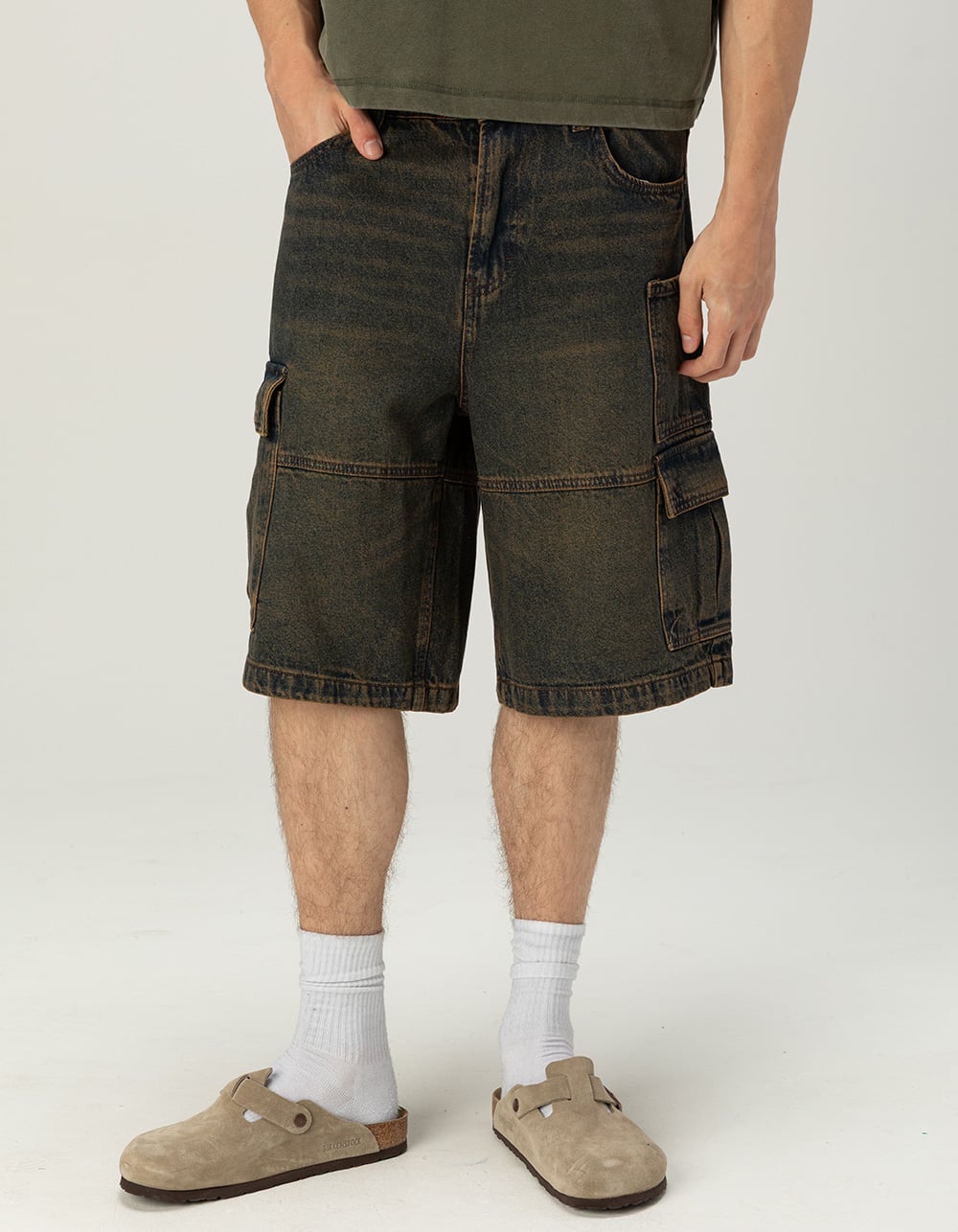 RSQ Mens Baggy Cargo Jorts - RUST