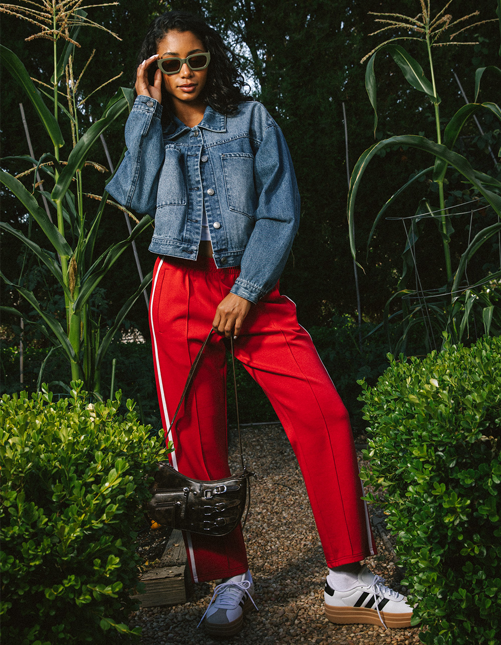 RSQ Womens Low Rise Baggy Track Pants - RED