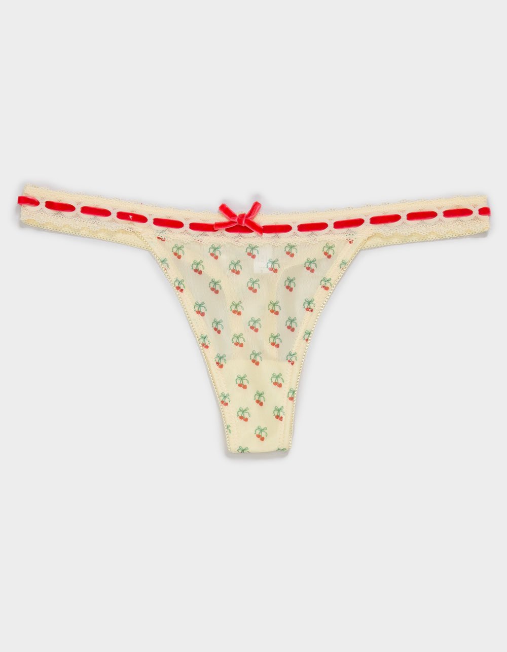 FULL TILT Lace Trim Thong - RED COMBO