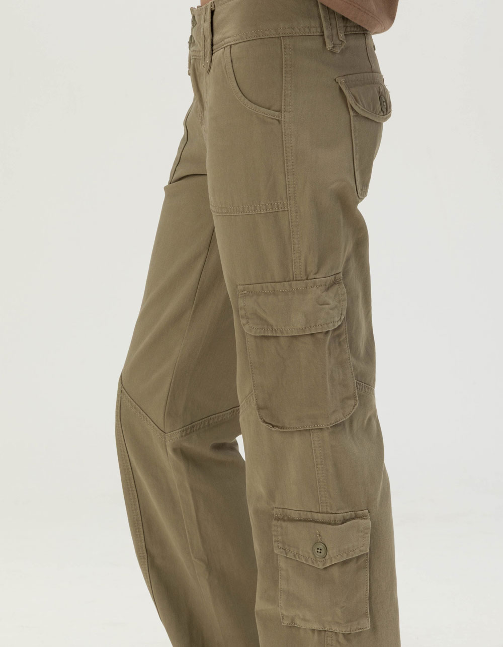 RSQ Womens Low Rise Baggy Bootcut Cargo Pants - OLIVE