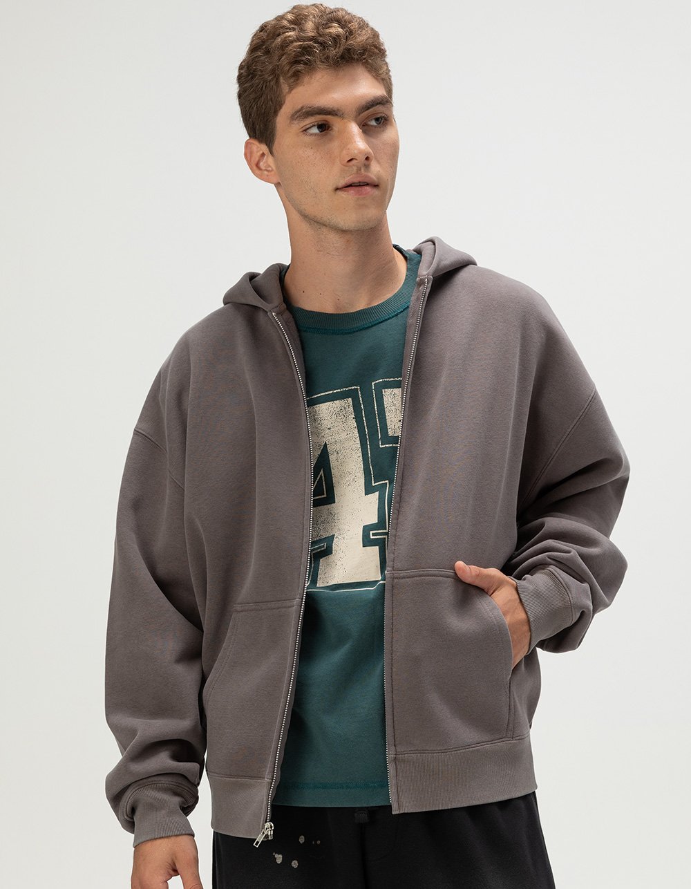 RSQ Mens Oversized Zip-Up Hoodie - DARK GRAY | Tillys