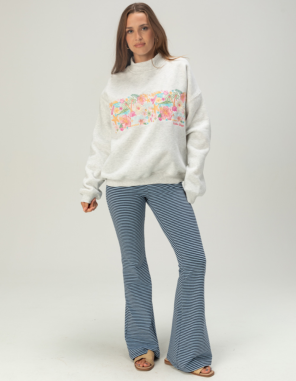 MALIBU SKYYE Womens Mock Neck Sweatshirt - HEATHER GRAY