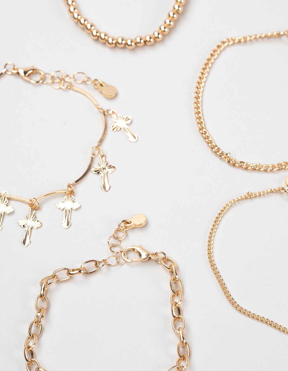 FULL TILT 5 Pack Cross Charm Bracelets - GOLD