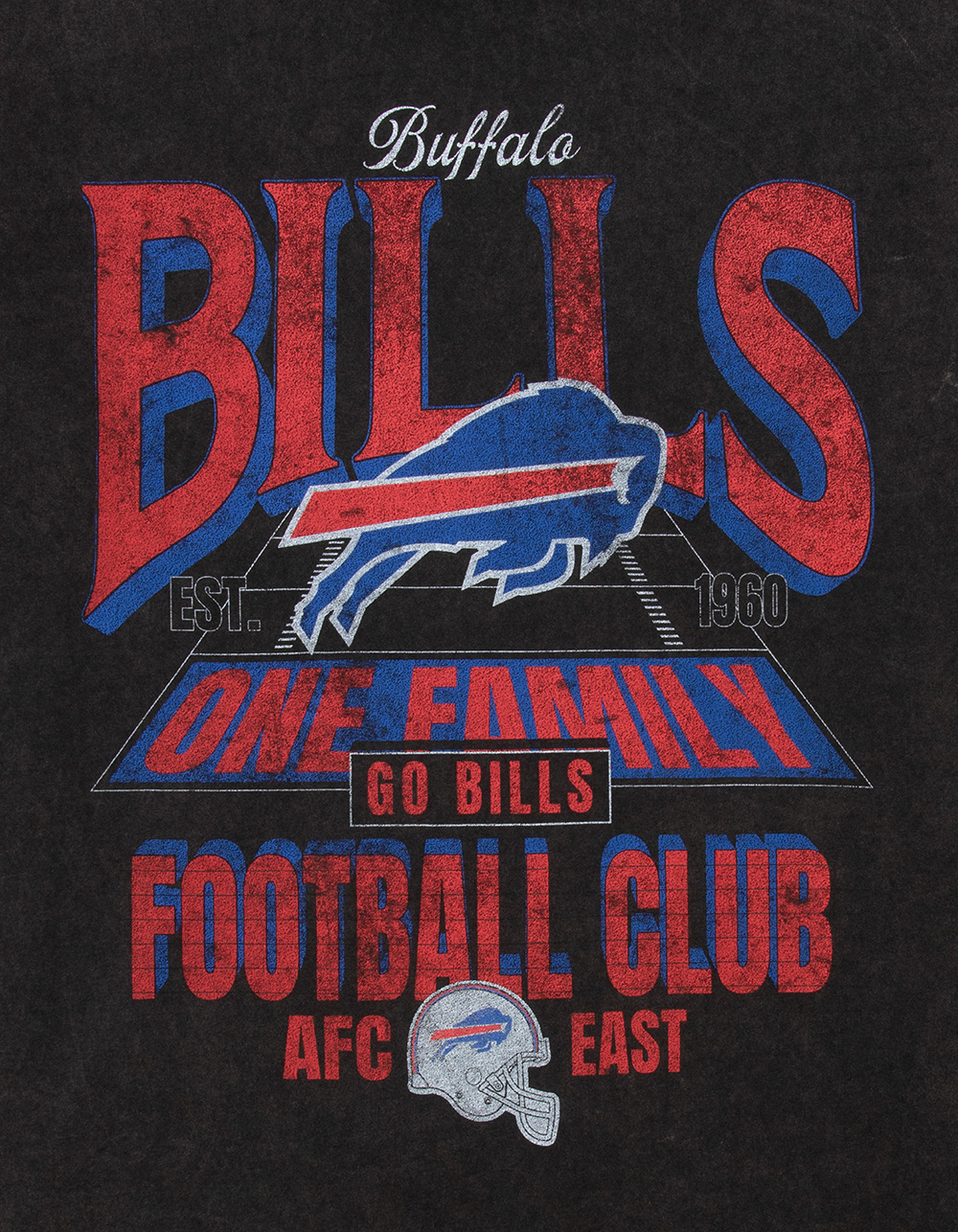 THE WILD COLLECTIVE Buffalo Bills Mens WASHED Boxy Tee - BLACK