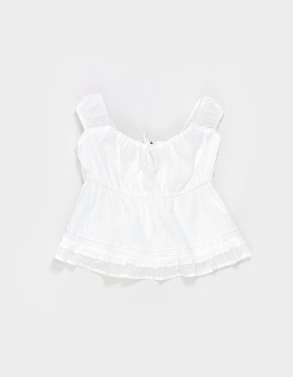 RSQ Girls Tie Solid Babydoll Top - WHITE