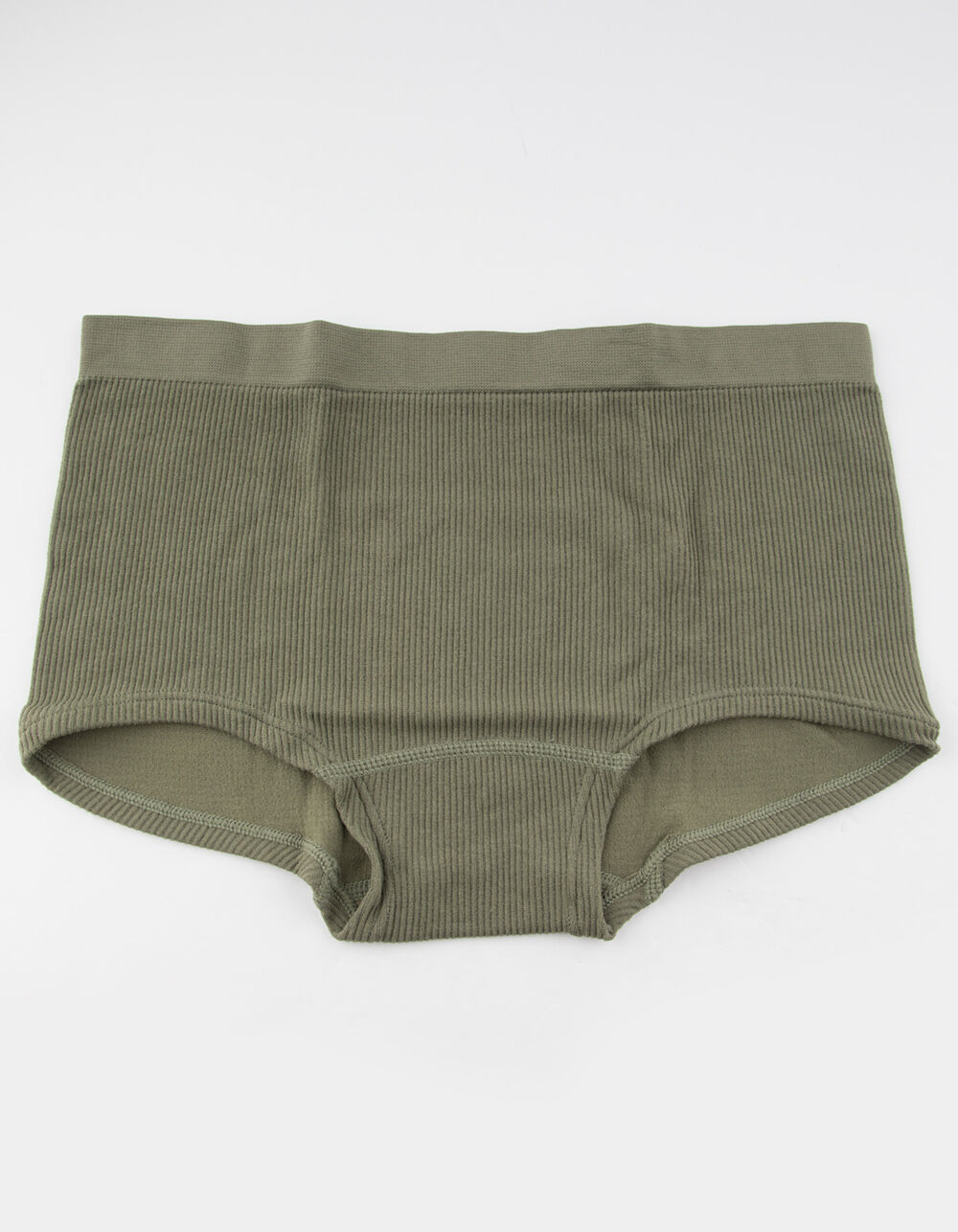 FULL TILT Seamless Rib Olive Boyshorts - OLIVE