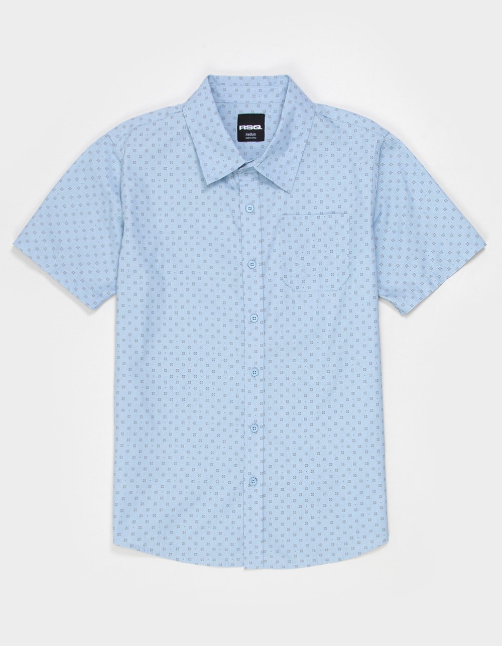 RSQ Ditsy Print Boys Button Up Shirt - LIGHT BLUE
