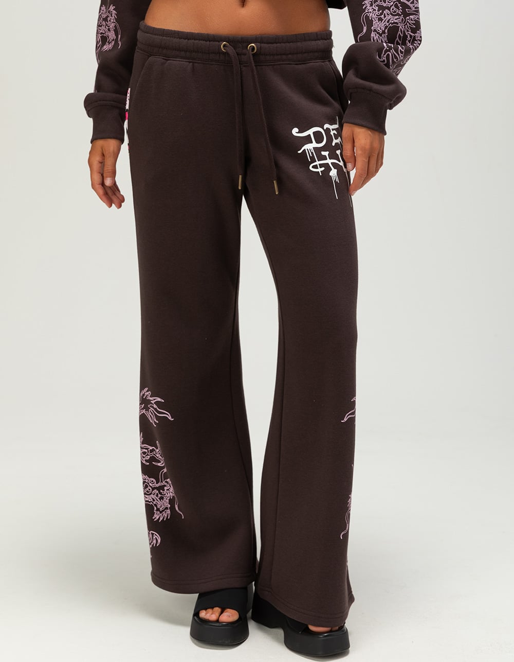 ED HARDY Pink Leopard Womens Sweatpants - BROWN